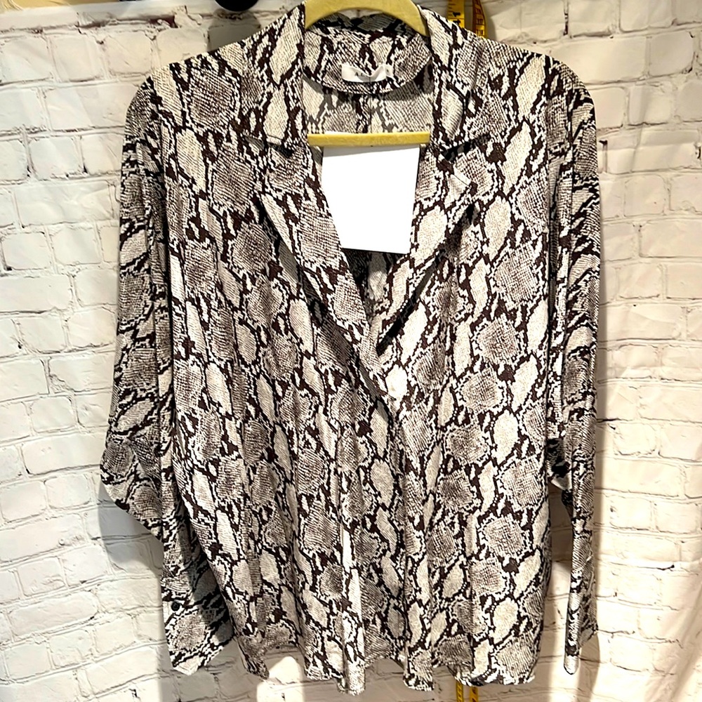 A.L.C. Silk Python Snakeskin Print Top Size 8 Min… - image 1